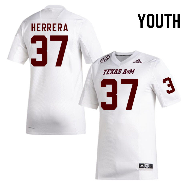 Youth #37 Aidan Herrera Texas A&M Aggies College Football Jerseys Stitched Sale-White